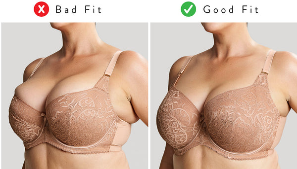 Woman wearing a badly fitting, too small bra, Stock Photo, Picture