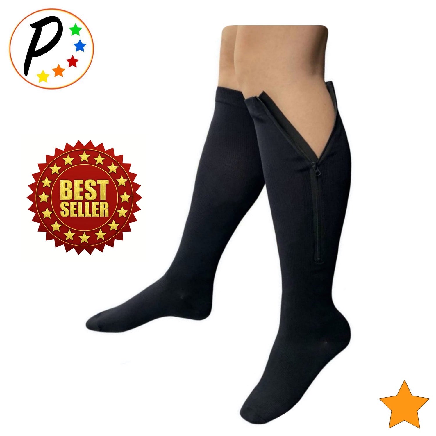Closed Toe 15-20 mmHg Moderate Compression Leg Circulation YKK Zipper Socks
