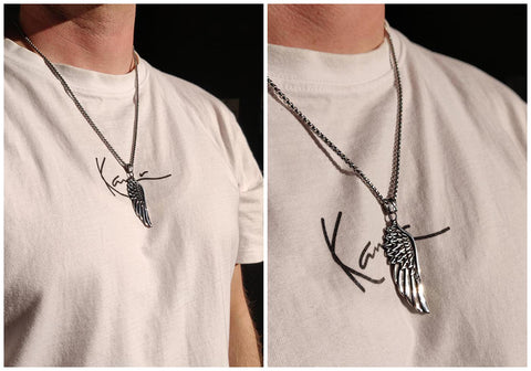 Men's wing pendant in steel chain 60cm 102010047429 | Ninja.fi