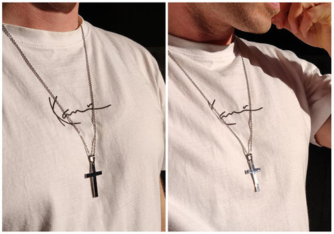 Cross necklace in a long chain steel 70cm 102010046770 | Ninja.fi