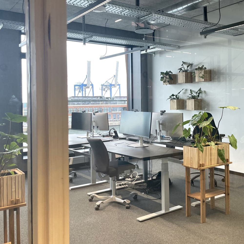 Office wall with self watering planters