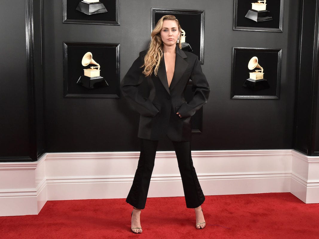 Miley Cirus at the Grammys wearing Mink Shoes vegan High-heels