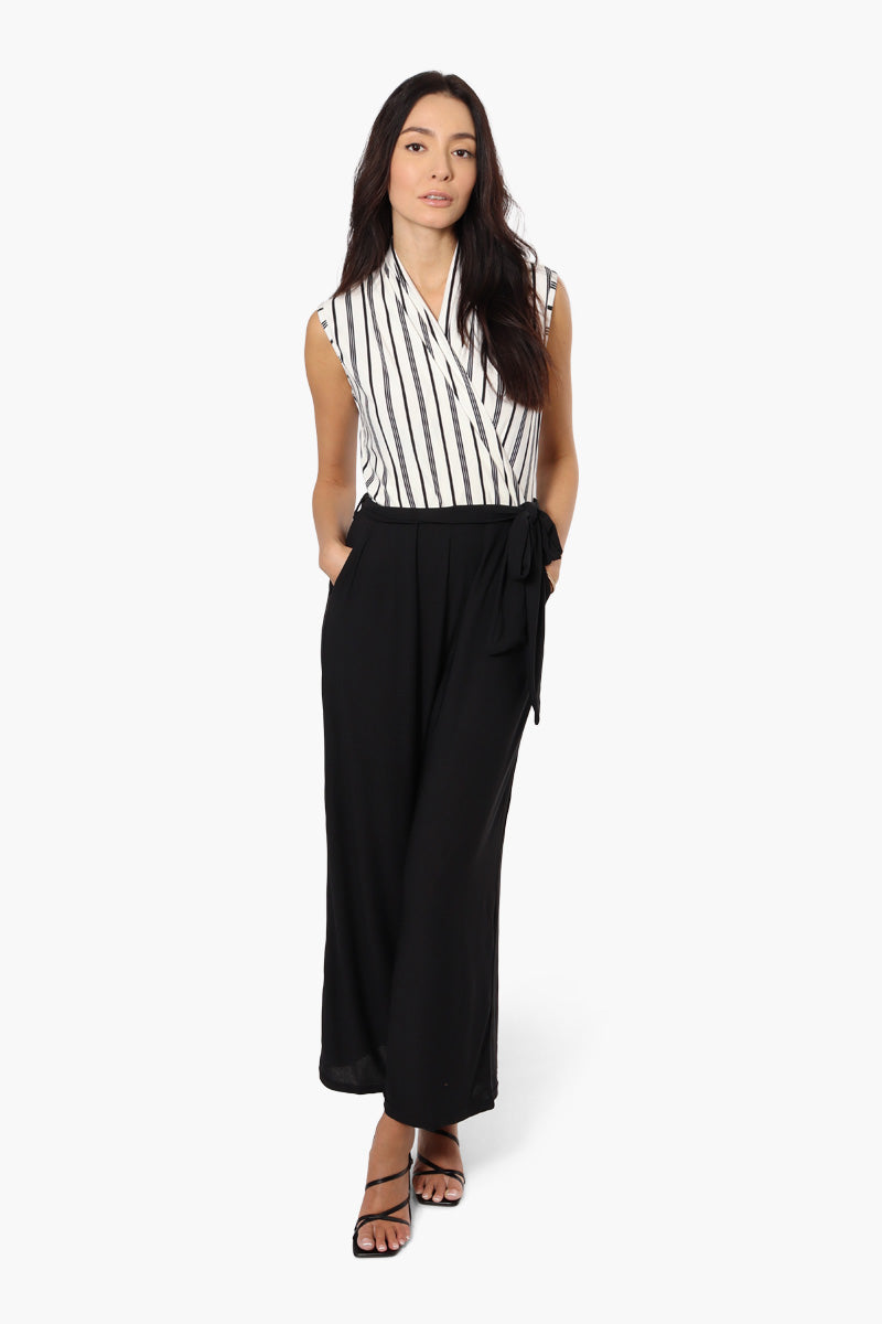 Limite Striped Belted Crossover Jumpsuit