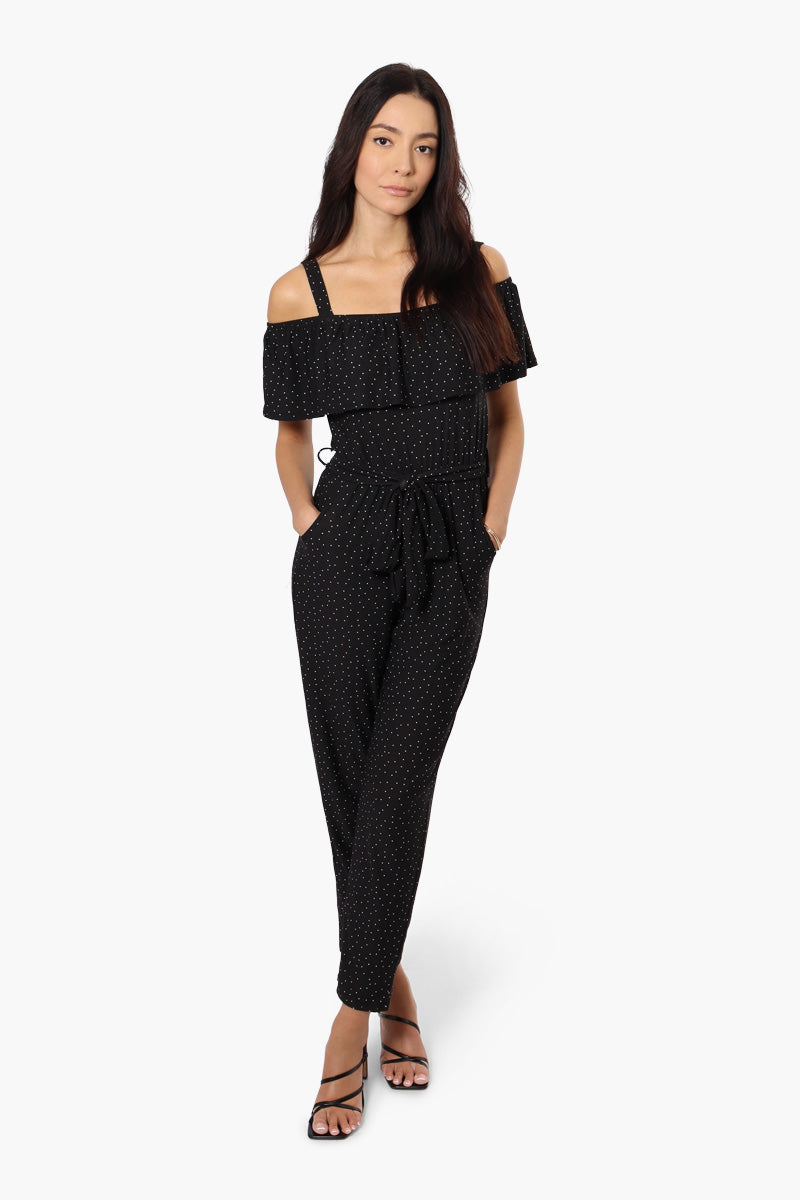 Beechers Brook Patterned Belted Ruffled Jumpsuit