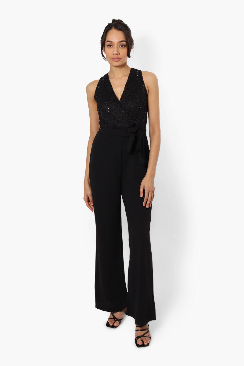 Limite Belted Lace Sequin Jumpsuit