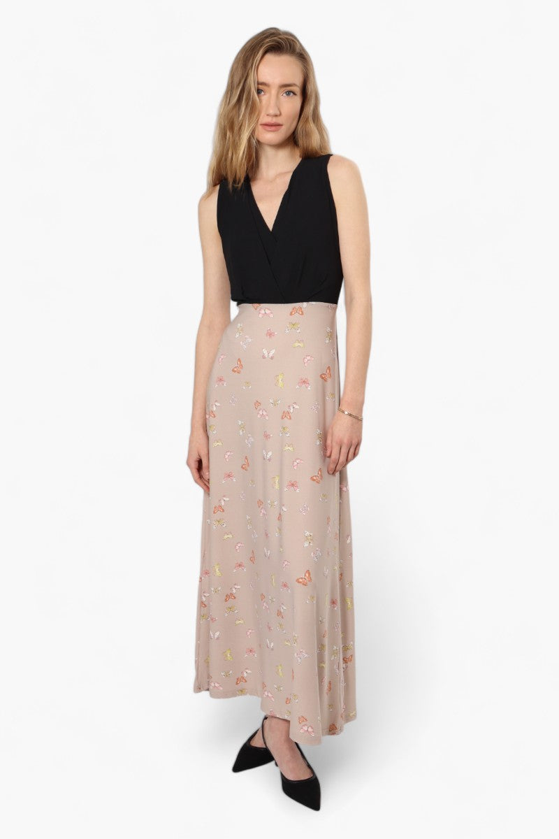 Limite Butterfly Sleeveless Crossover Maxi Dress