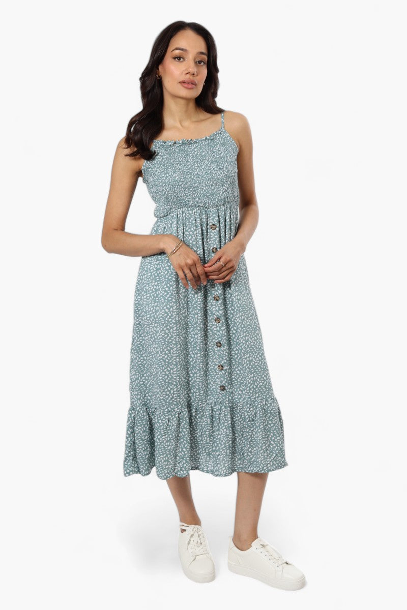 Image of Limite Floral Smocked Top Maxi Dress - Teal
