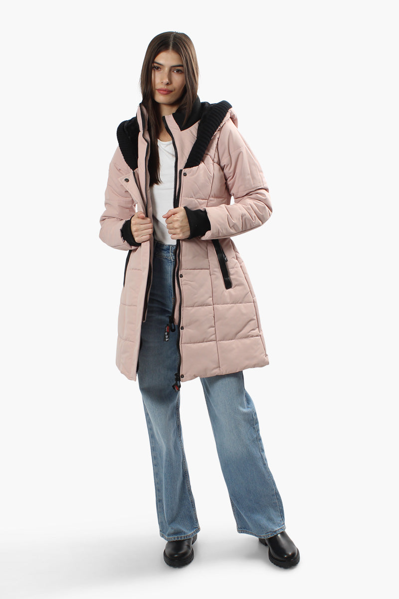 Image of Canada Weather Gear Solid Ribbed Hood Parka Jacket - Pink