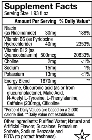 5-hour Energy Regular Strength ingredients