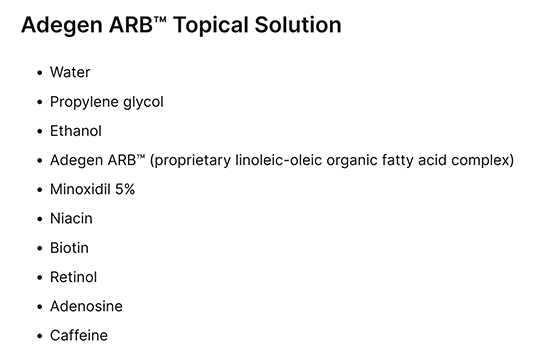Adegen ARB Topical Solution ingredients