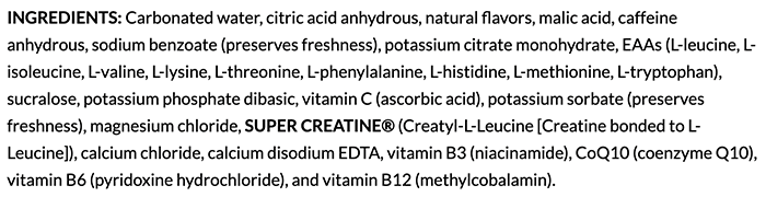 Bang Energy ingredients