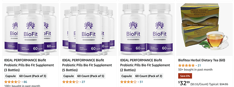 BioFit Amazon listings