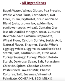 BistroMD Bagel Sandwich ingredients