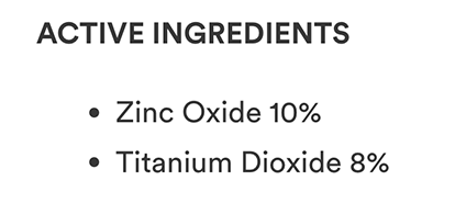 Blue Lizard Sensitive Mineral Sunscreen active ingredients