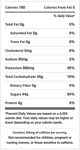 BodyArmor Edge Nutrition Facts label