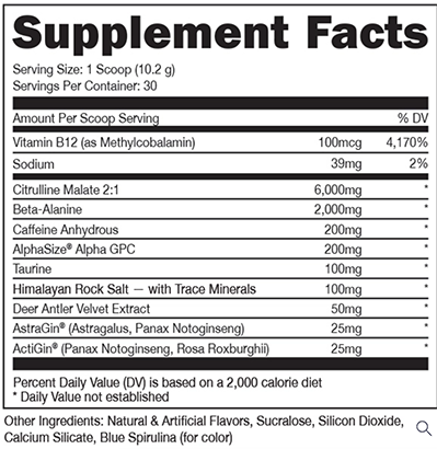 Bucked Up Pre-Workout ingredients