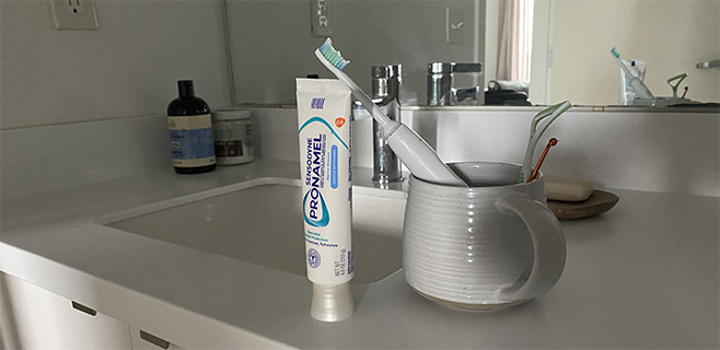 UGC of Sensodyne toothpaste bottle