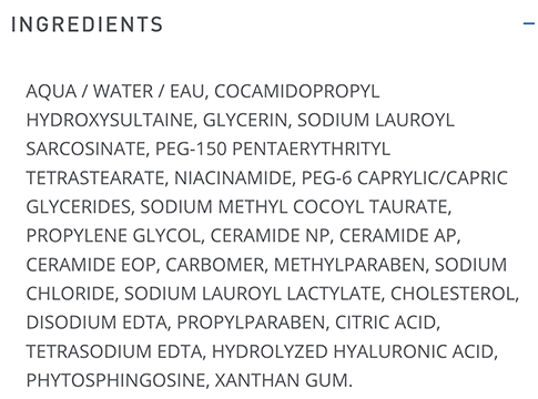 CeraVe face wash ingredients