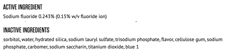 Crest Cavity Protection ingredients