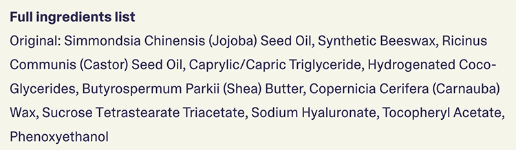 Curology Original Lip Balm ingredients