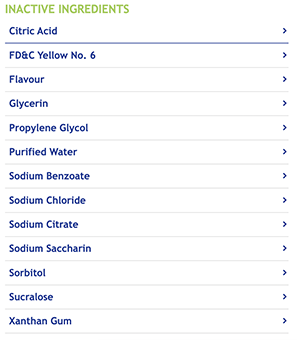 DayQuil Liquid inactive ingredients list