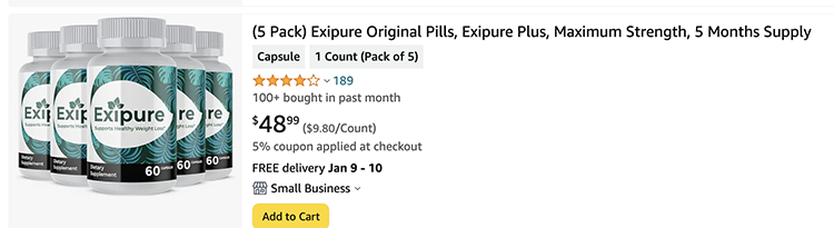 Exipure Amazon results