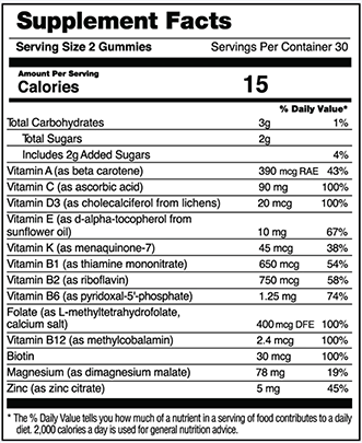 First Day Vitamins Men's Multivitamin Supplement Facts label