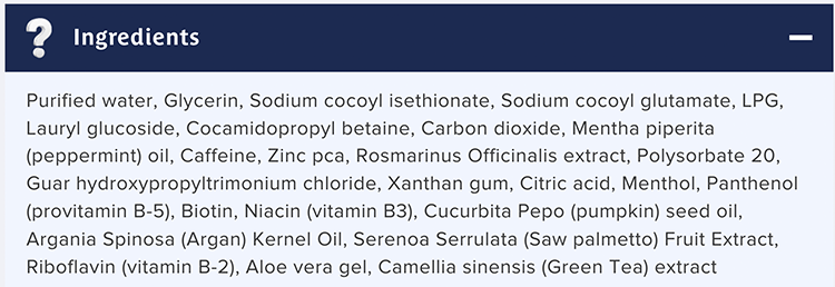 Fortero Shampoo ingredients