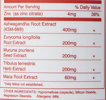 Full Send Supplements Stamina Capsules ingredients