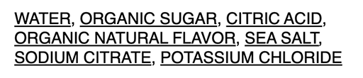 Gatorade Organic ingredients