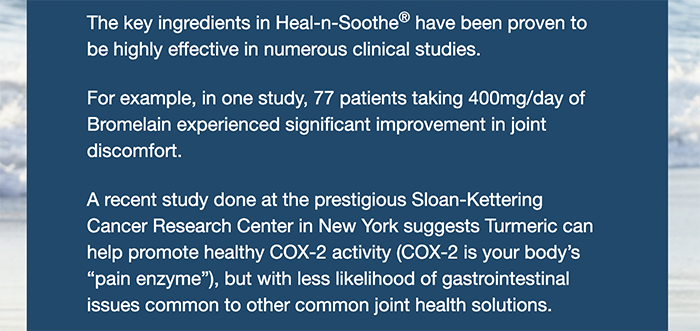 Heal n Soothe research studies section of their website