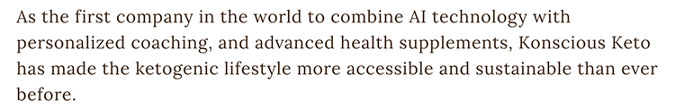 Konscious Keto AI dieting claim