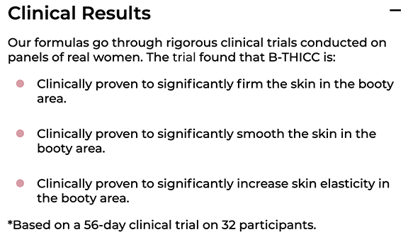 Maelys Cosmetics B-Thicc clinical results claims