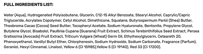 Maelys Cosmetics B-Flat ingredients list