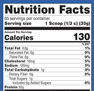 Nutricost Whey Protein Isolate Nutrition Facts