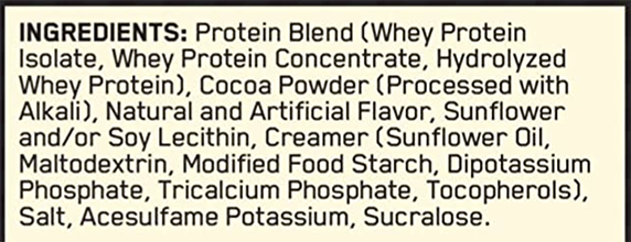 Optimum Nutrition protein powder ingredients