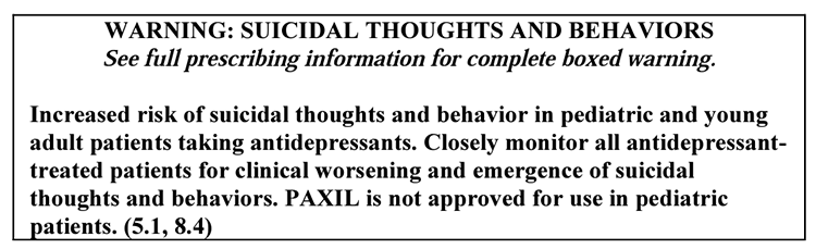 Paxil black box warning