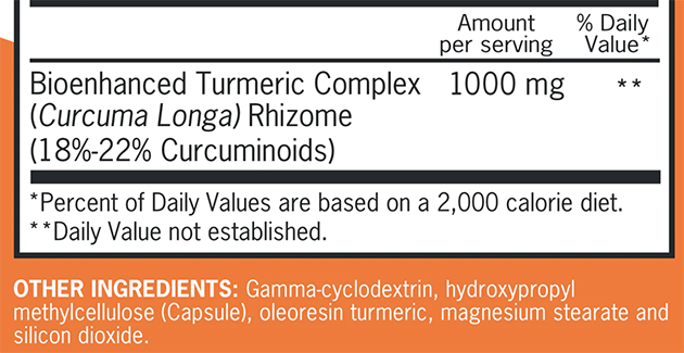 Qunol Turmeric Curcumin Complex ingredients