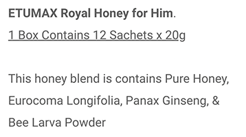 Royal Honey for Him ingredients