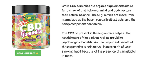 Smilz CBD Gummy website scam documentation