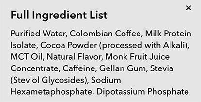 Super Coffee ingredients