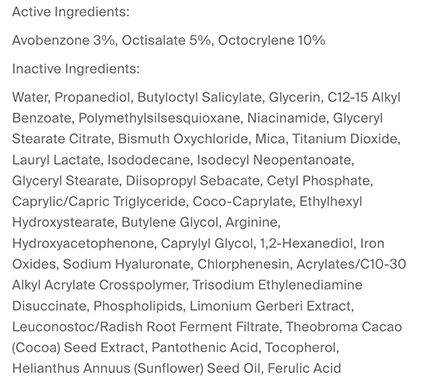 Supergoop Glowscreen ingredients
