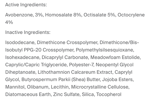 Supergoop Unseen Sunscreen ingredients