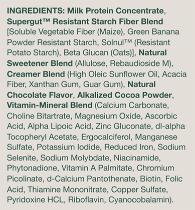 Supergut Chocolate Shake ingredients