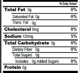 Tajín Reduced Sodium Nutrition Facts panel