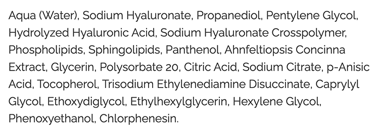 The Ordinary Hyaluronic Acid serum ingredients