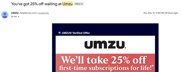 Umzu marketing spam