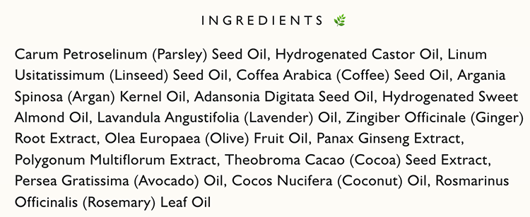 Veganic Hair Oil ingredients