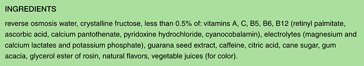 Vitamin Water Focus ingredients