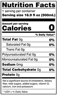 blk Water Nutrition Facts label